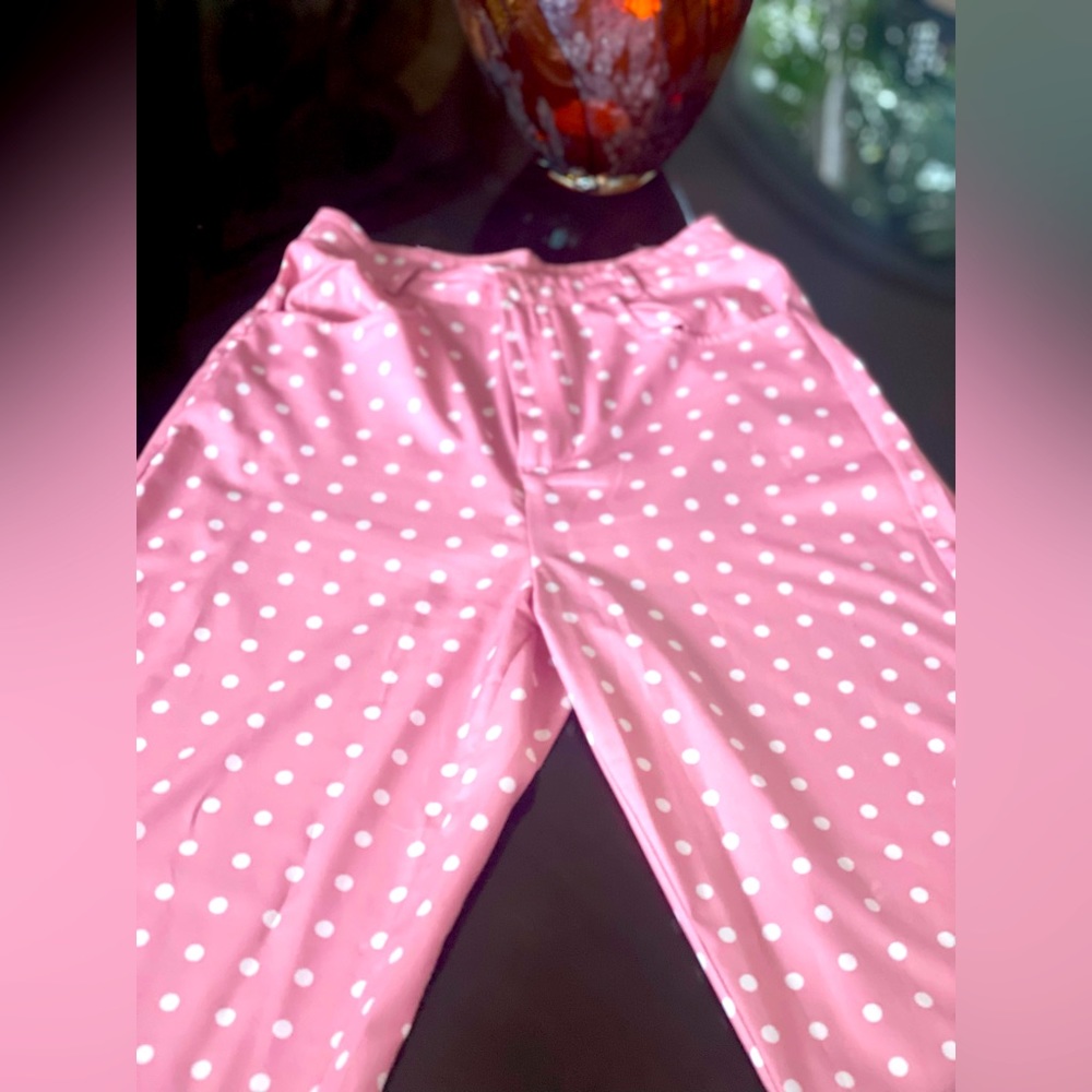 Pink Polka Dot Wide Leg Pants